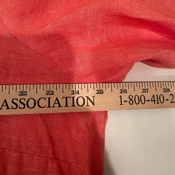 Land's End 100% Linen Coral Tunic Top Embellished Coastal Relaxed Resort Size 1X - Picture 6 of 10